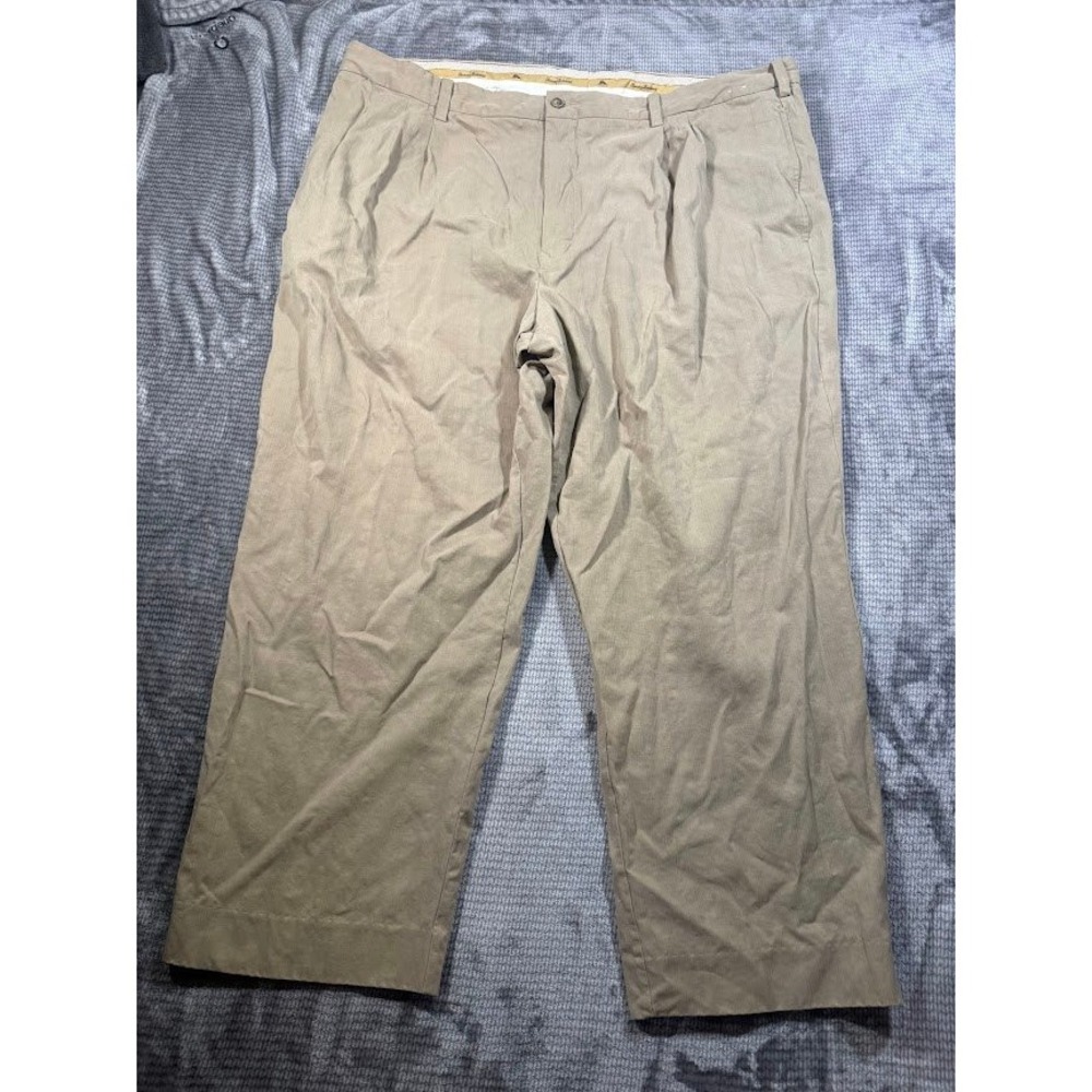Tommy Bahama Mens Khaki Tan Pleated‎ Front Chino Silk Pants Straight Leg 44x28